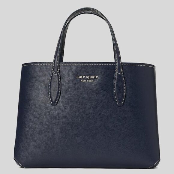 Kate Spade All Day Medium Tote Blue Leather Crossbody Satchel Dainty Bloom - Picture 4 of 10